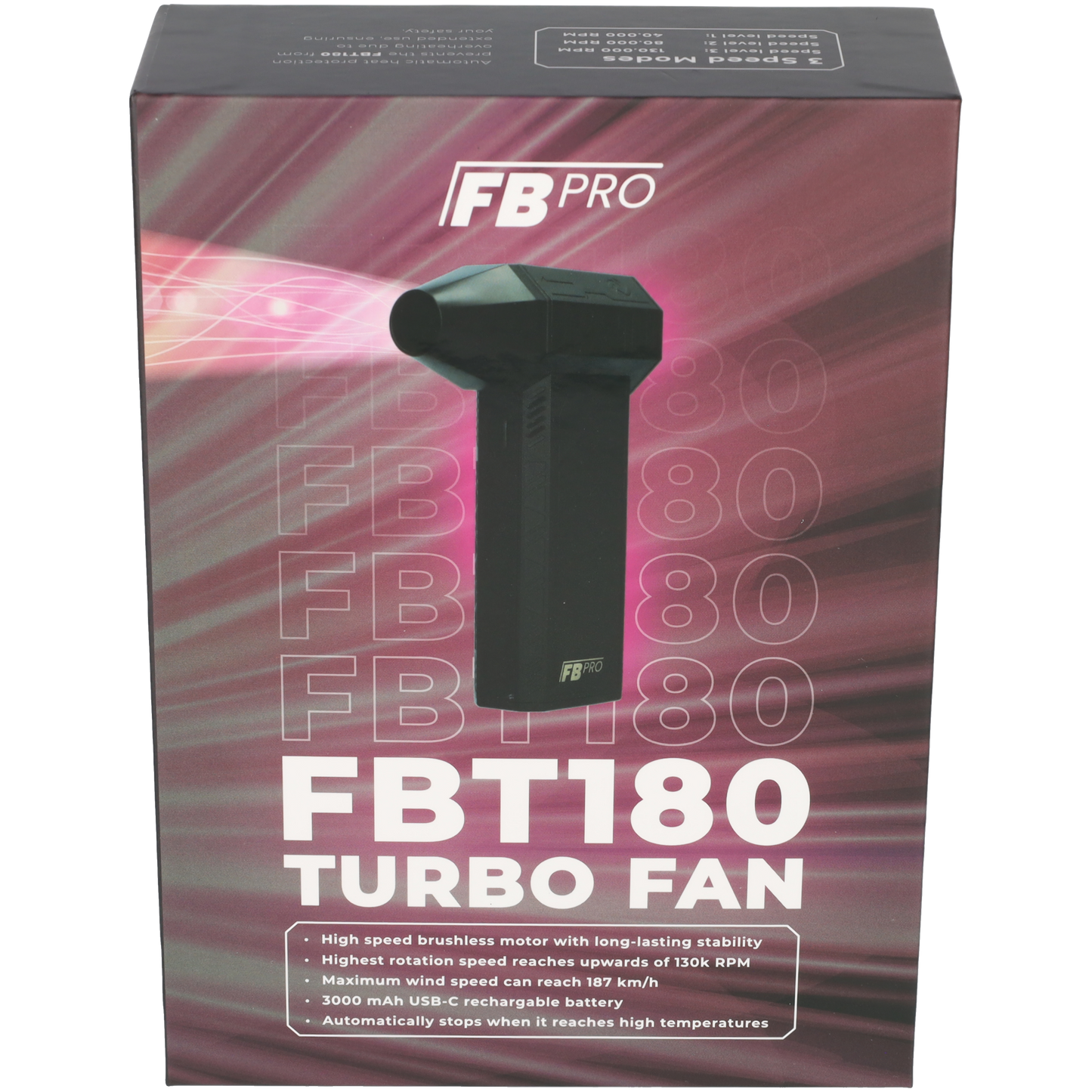 FBT180 - Stofblazer - Super Power Turbo Fan Luchtpistool - 180 GR stuwkracht - Air duster - Zwart