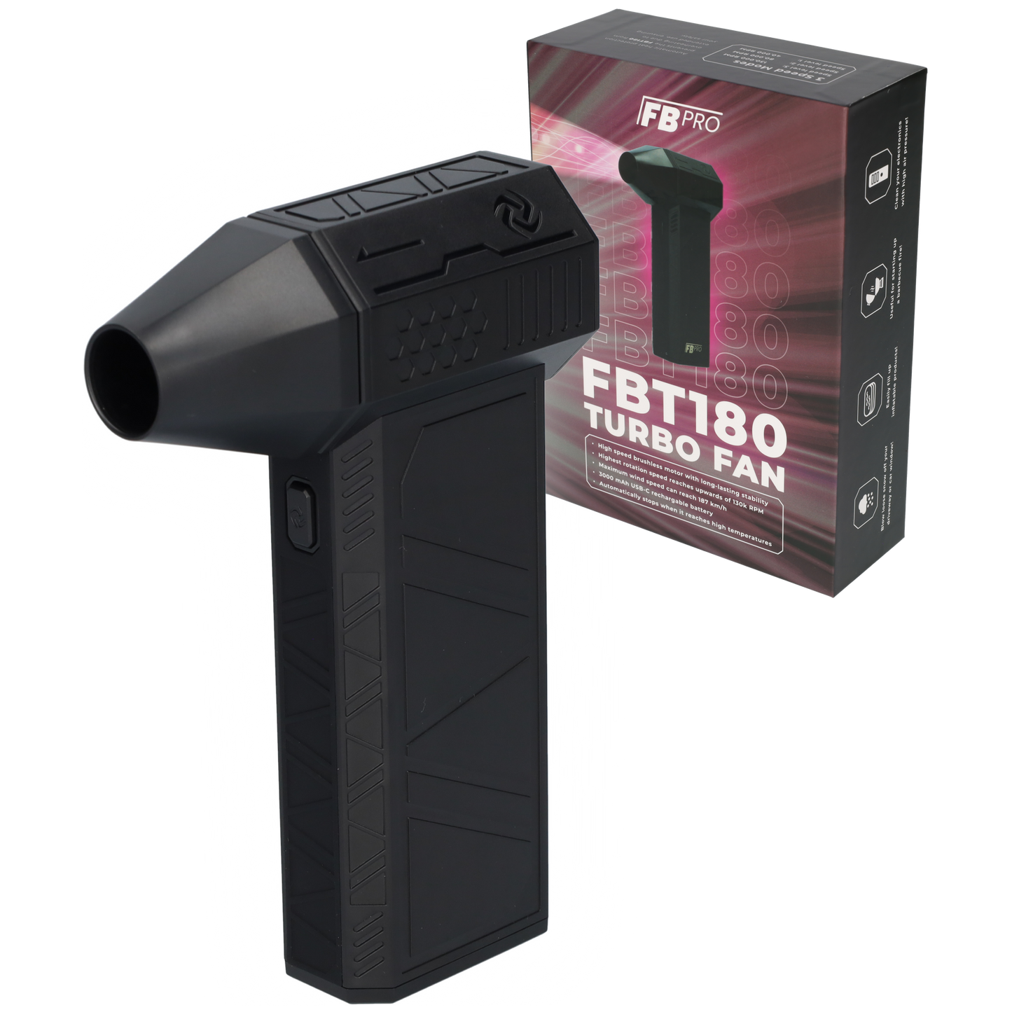 FBT180 - Stofblazer - Super Power Turbo Fan Luchtpistool - 180 GR stuwkracht - Air duster - Zwart