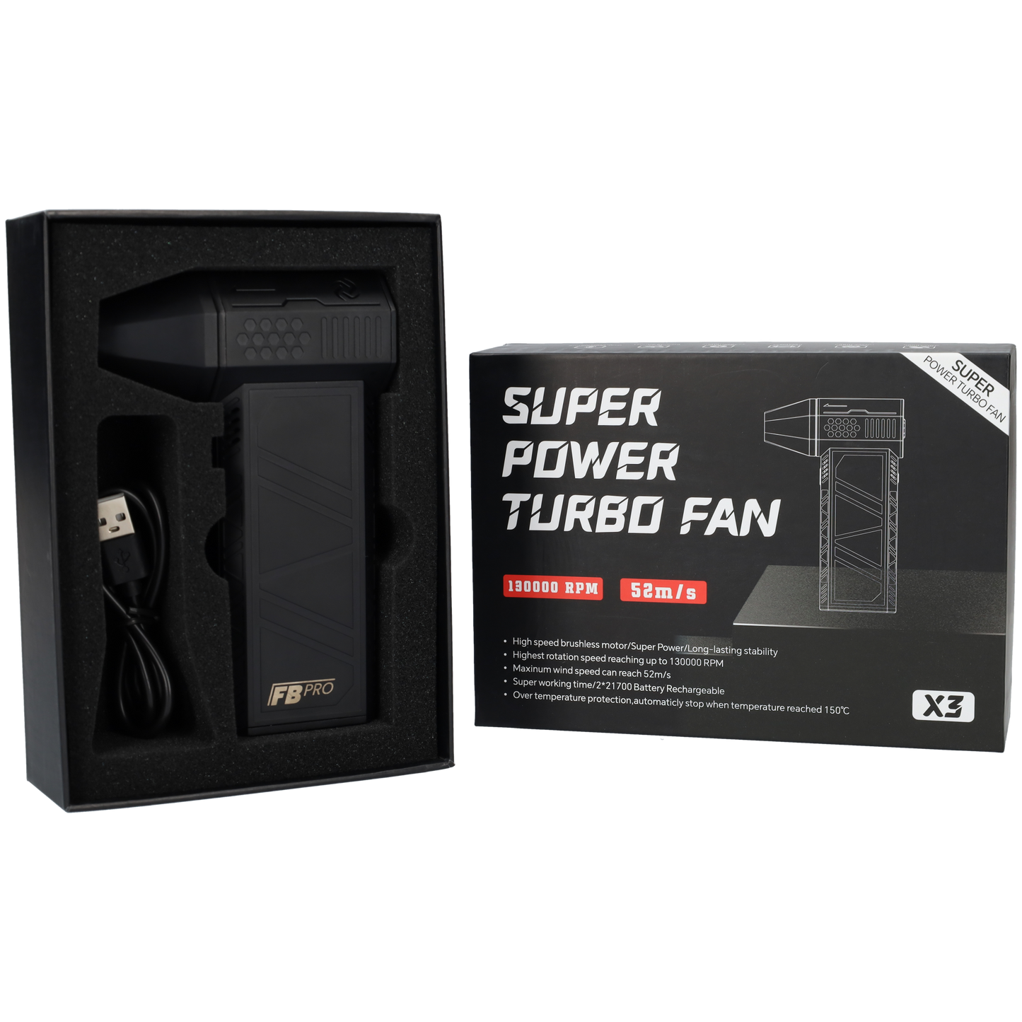 FBT120 - Super Power Turbo Fan Luchtpistool - Zwart