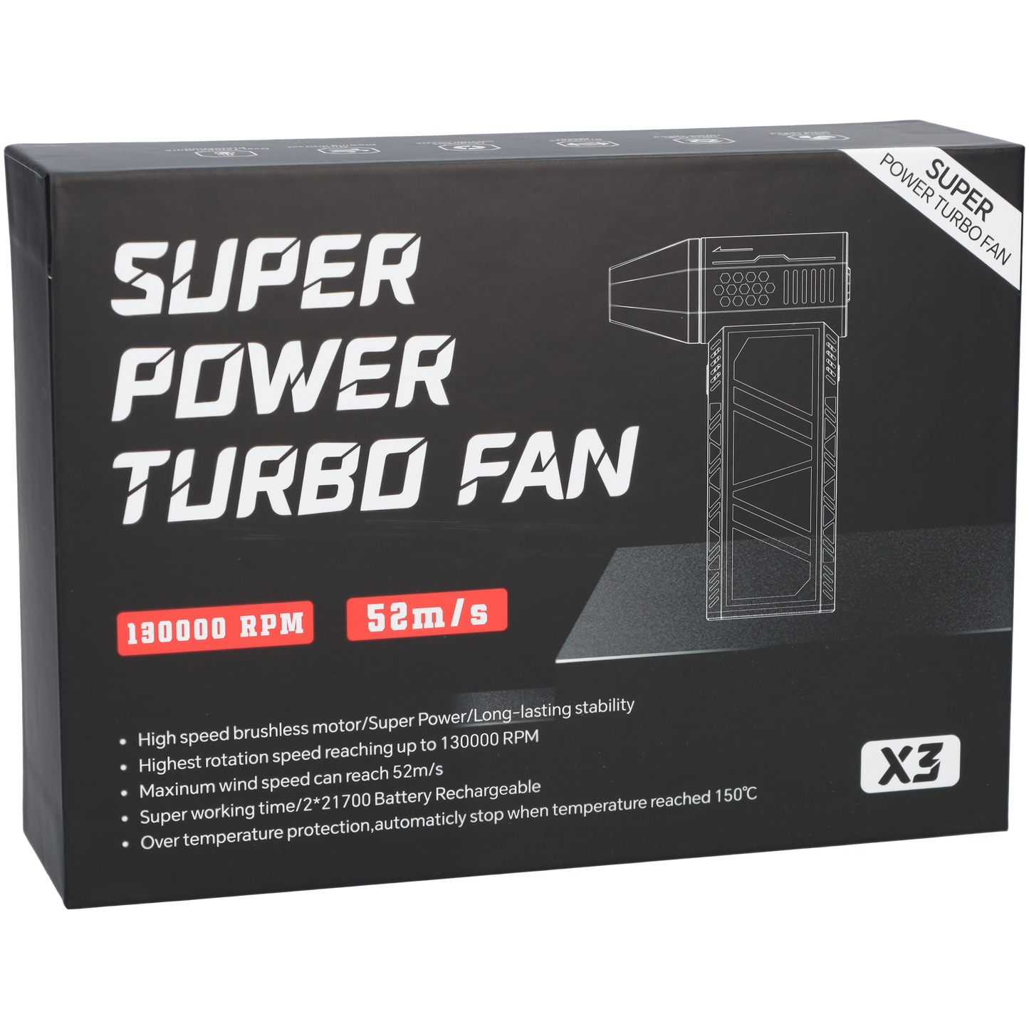 FBT120 - Super Power Turbo Fan Luchtpistool - Zwart